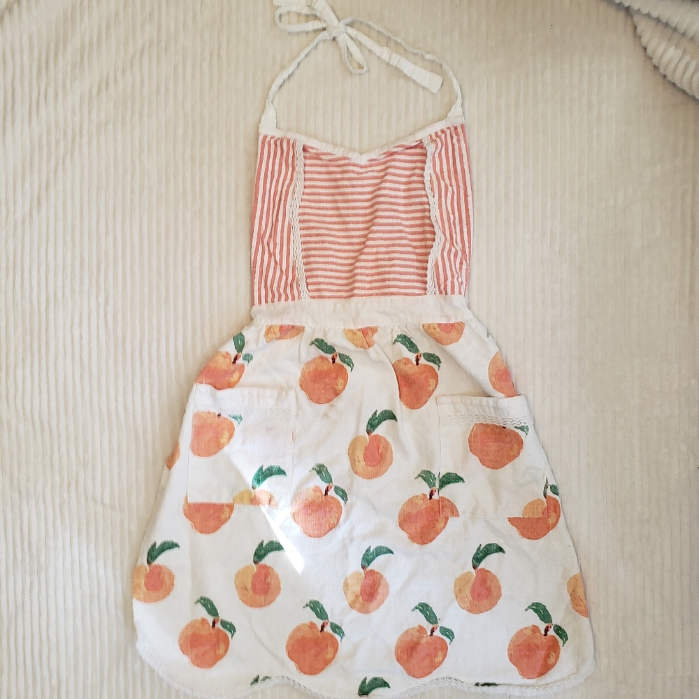 Kids Peach Print Apron w/ Striped Top One Size